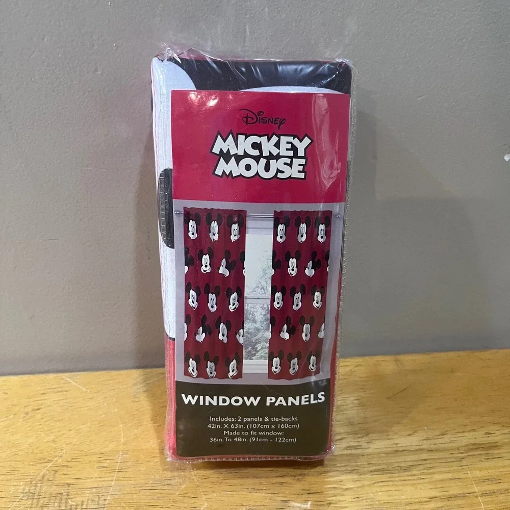 Disney‎ Mickey Mouse Red Window Panels Curtains 2pk 42x63 Vtg Style Kids Room